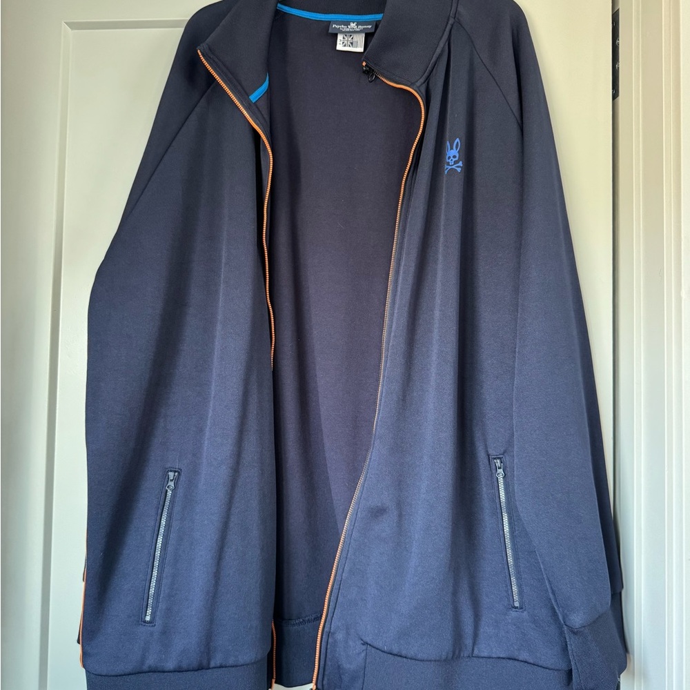 Psycho Bunny Blue Crewneck with Blue Trim and White Logo Tag